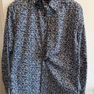 Agnes B. Navy and White Floral Button Down Shirt